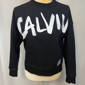 Calvin Klein Black Sweatshirt with ‘Calvin’ Logo Size SP